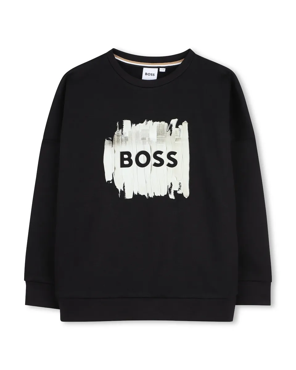 

Детский свитер с длинным рукавом BOSS Kidswear, черный