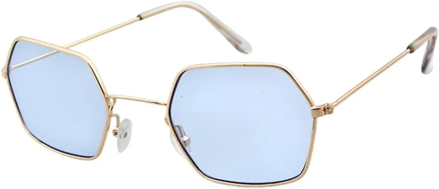 

Модные женские солнцезащитные очки в шестиугольной металлической оправе с зеркальными линзами, винтажные солнцезащитные очки для женщин TYUVIVO, C7 Gold Blue