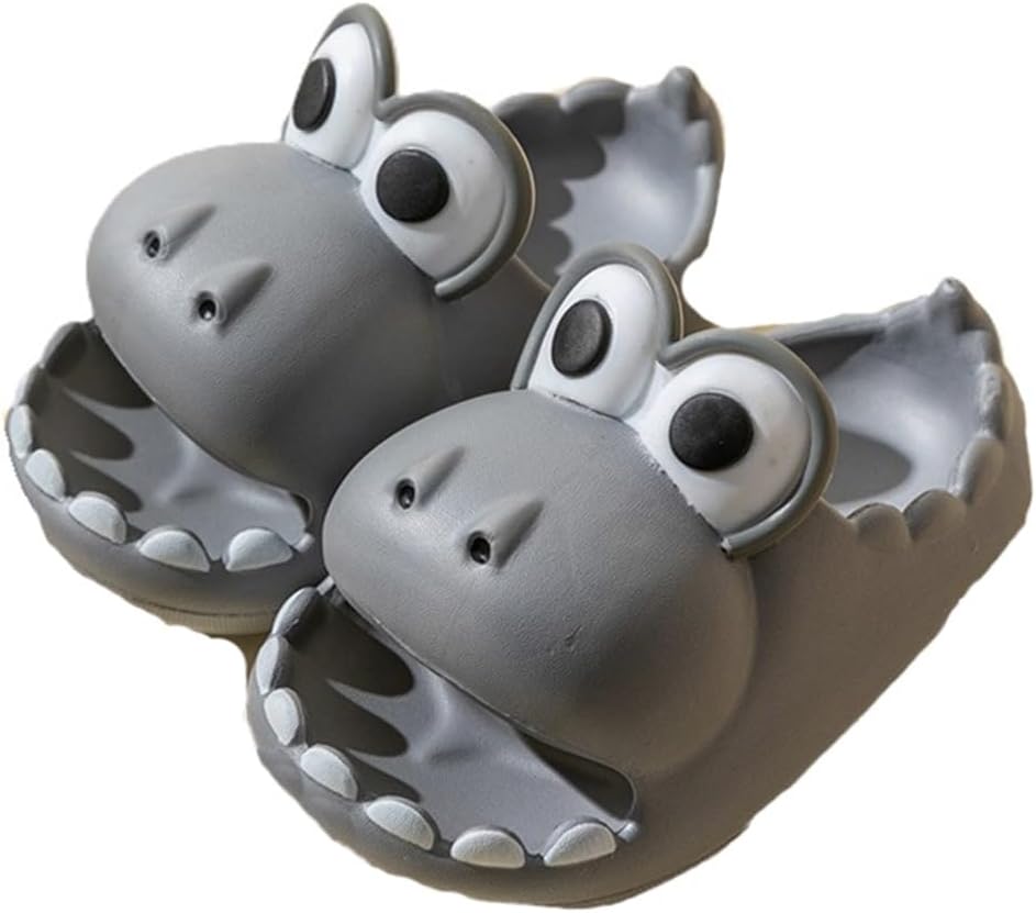 

Детские тапочки «Динозавр/Крокодил» с открытым носком и противоскользящей резиновой подошвой для душа, пляжа, двора и улицы Generic, серый