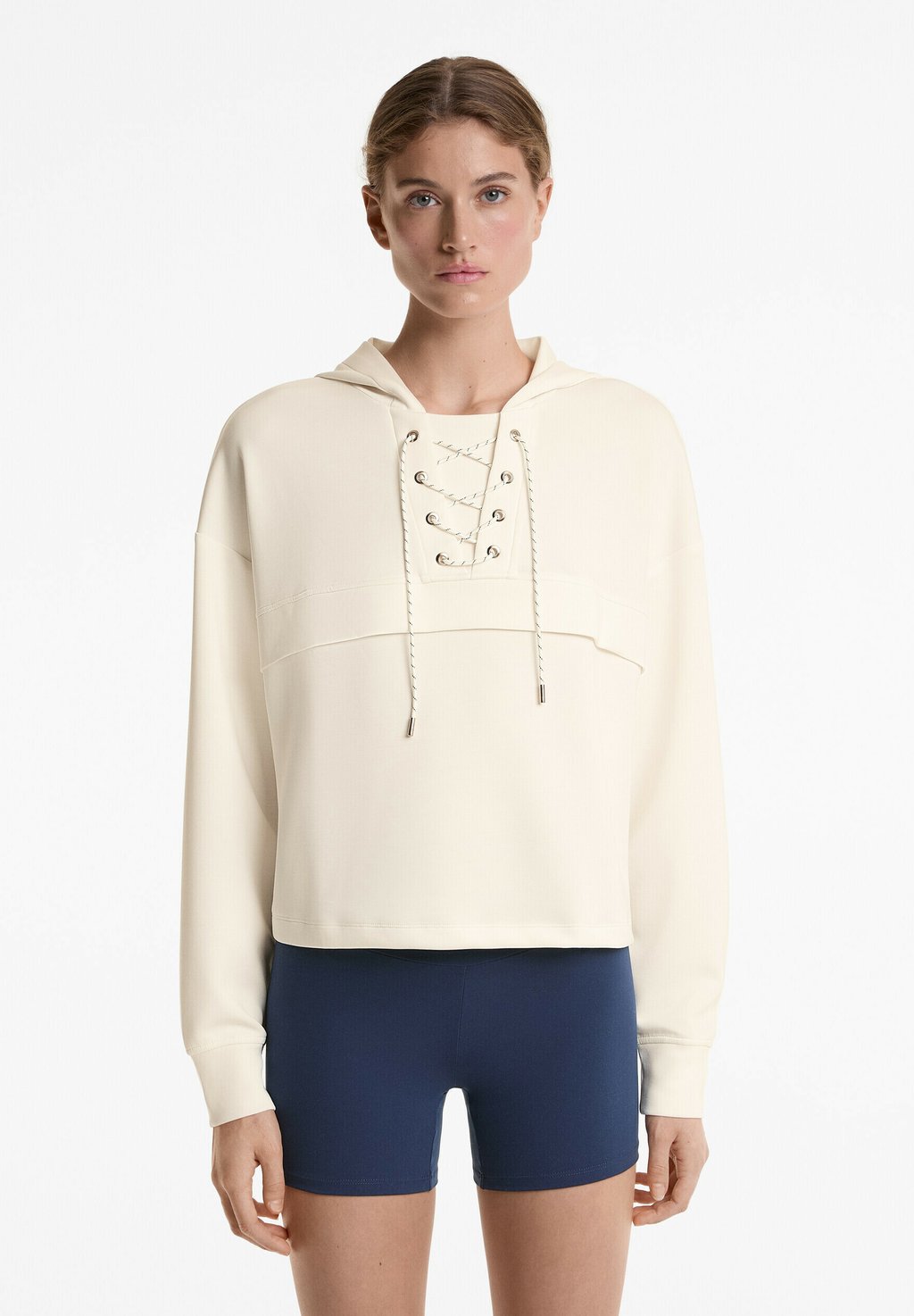

Толстовка SOFT-TOUCH CRISS-CROSS DRAWSTRING - Hoodie OYSHO, бежевый