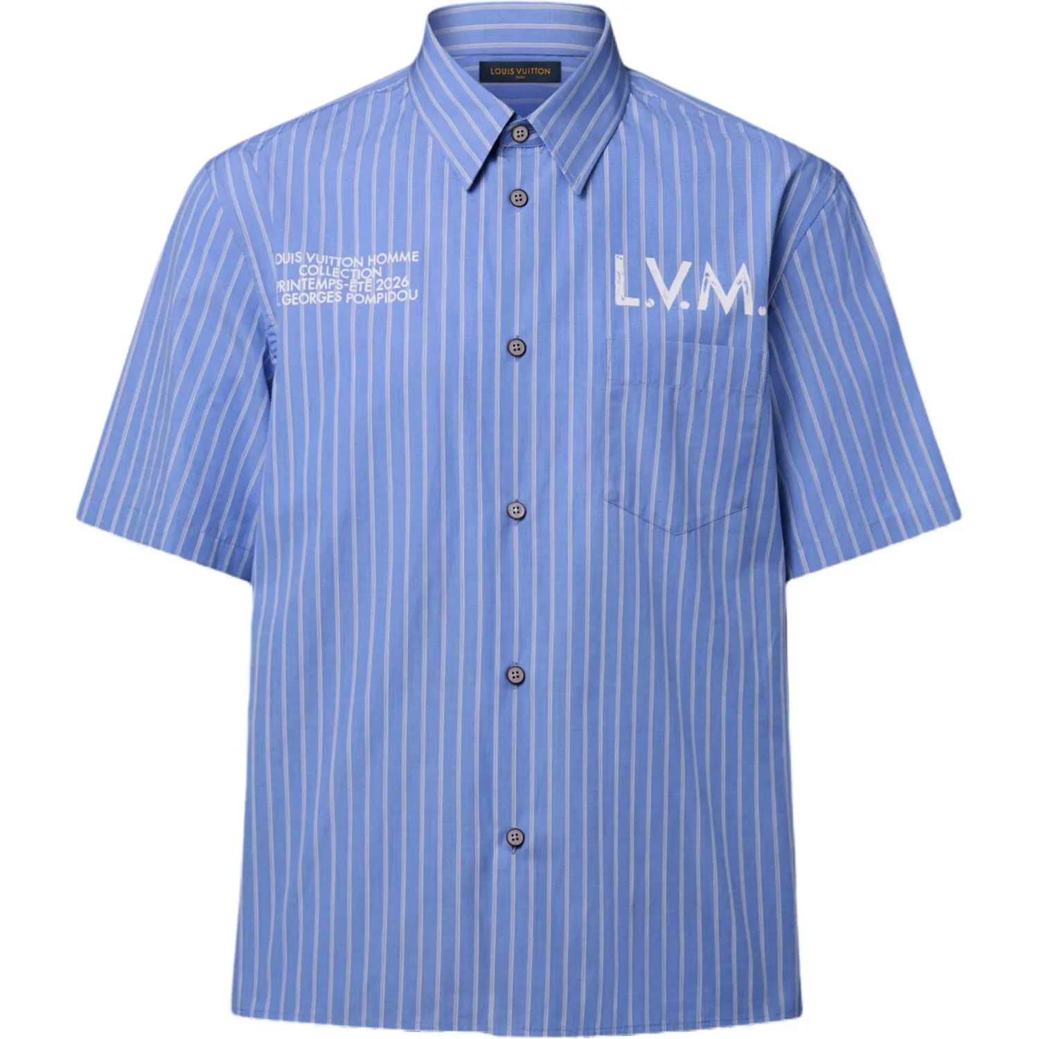 LOUIS VUITTON Рубашка мужская Blue Pointed Collar Moderate