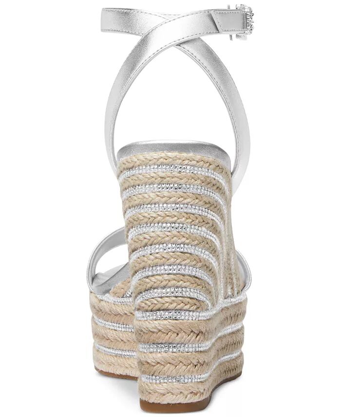Женские сандалии Leighton Espadrille на танкетке Michael Kors, серебряный — фото 3