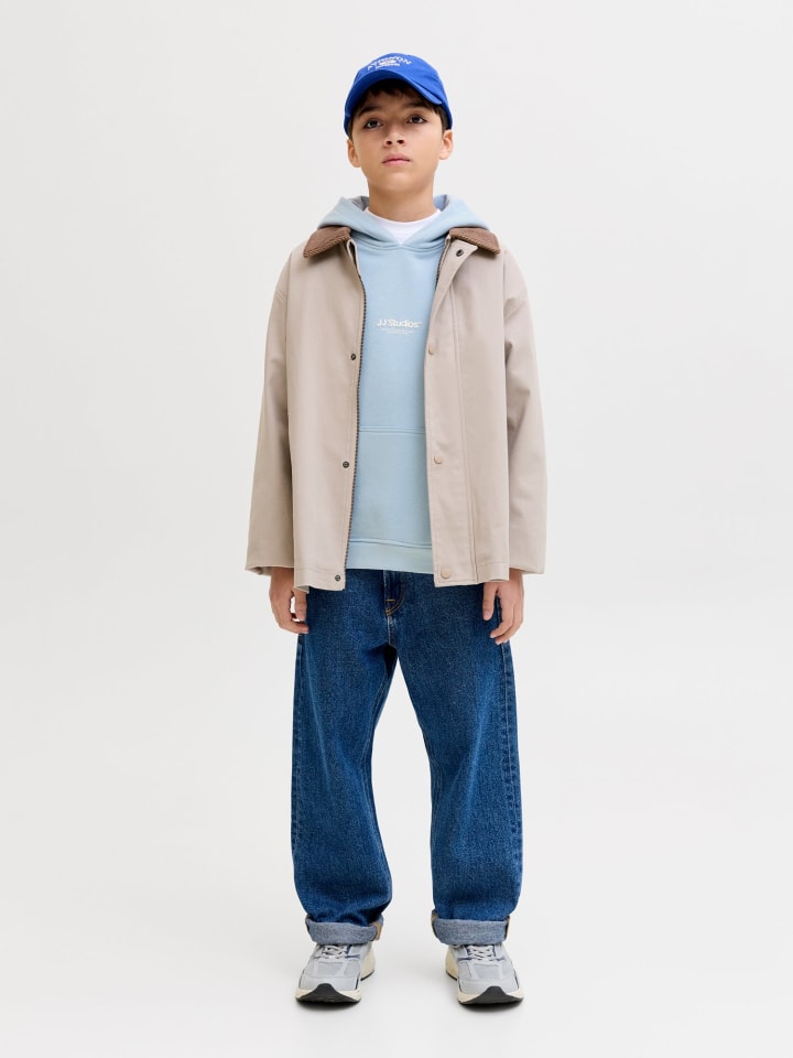 JACK & JONES Junior Толстовка с капюшоном JJESOHO SWEAT HOOD JNR небесно-голубого цвета — фото 4