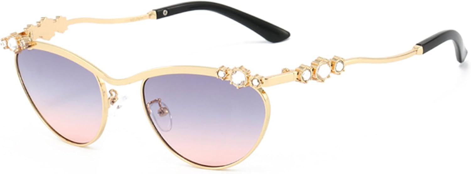 

Женские солнцезащитные очки с блестящими стразами, овальные солнцезащитные очки с бриллиантами, защита от УФ-излучения UV400, модные металлические очки bullabulling, Gold Pink