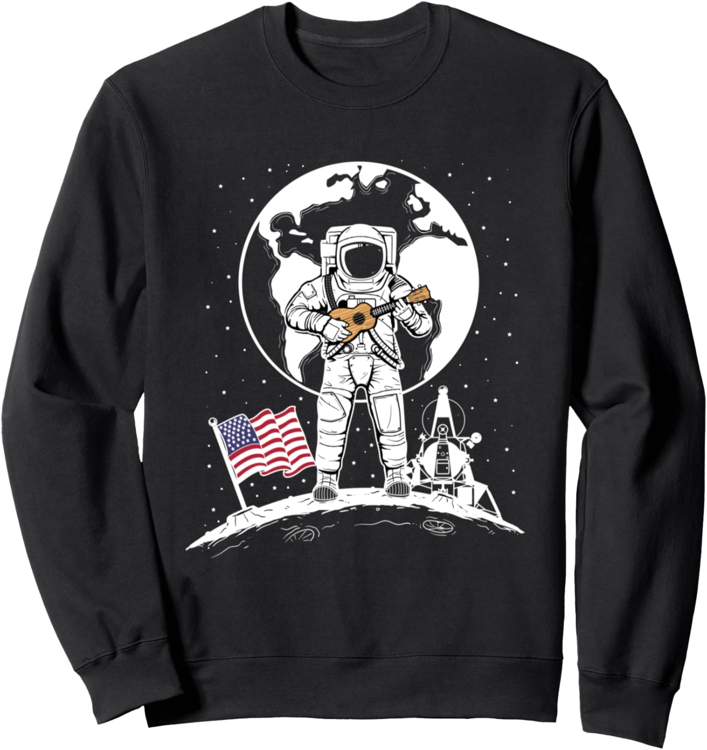 

Американская патриотическая толстовка с изображением укулеле, астронавтов и человека на Луне Pineapple Ukulele Astronaut Man On The Moon Gift, черный