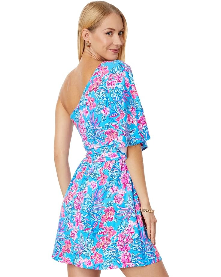 

Платье Lilly Pulitzer Niki One Shoulder Romper, цвет Cumulus Blue Orchid Oasis