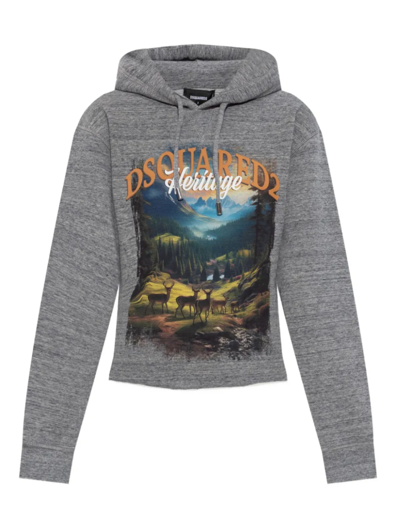 

Толстовка с капюшоном DSQUARED2 с ландшафтным принтом, серый