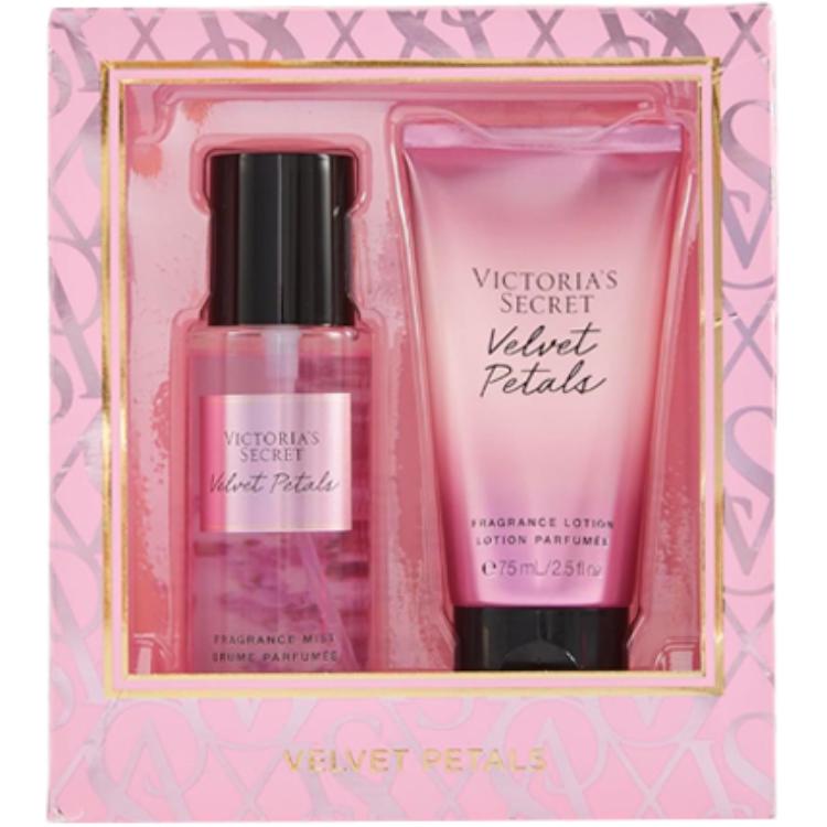 

Наборы для ухода за кожей с лосьоном: успокаивающий ароматический лосьон для тела 75 мл + спрей 75 мл Victoria'S Secret, velvet petal mini spray 75ml + body lotion 75ml