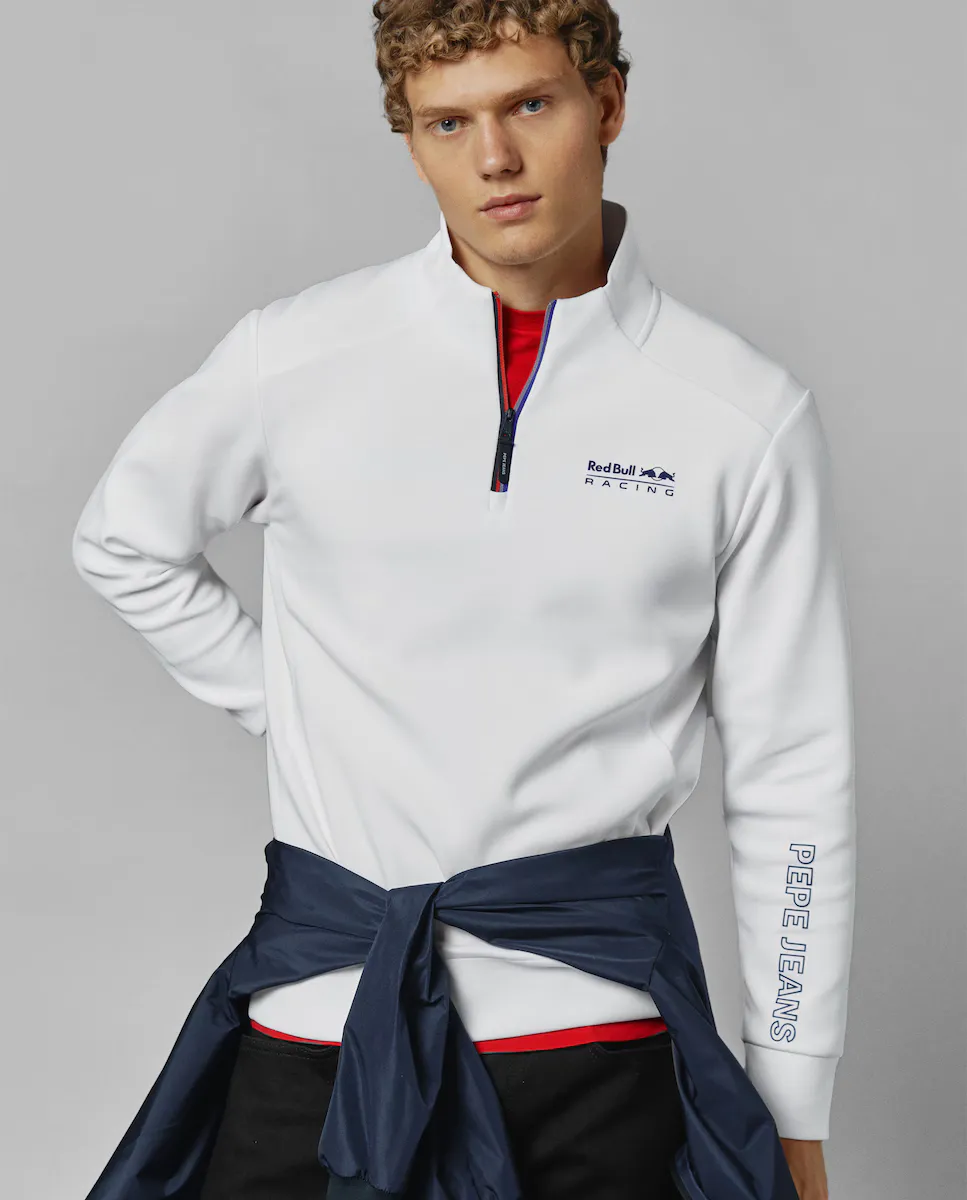 

Мужская толстовка Red Bull Racing с высоким воротником и застежкой-молнией наполовину Pepe Jeans, белый