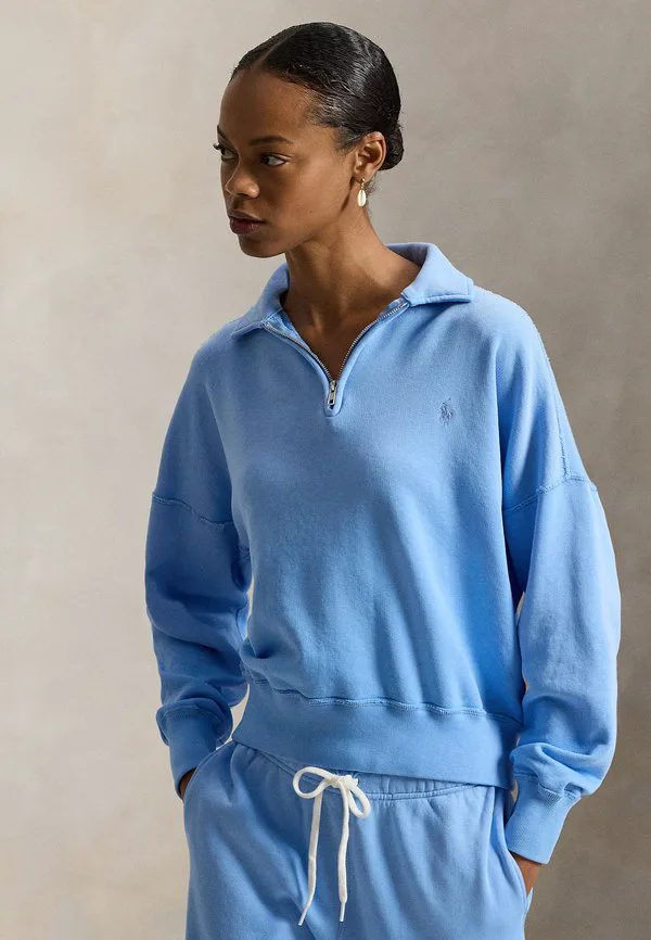 Вязаная полутолстовка на молнии, не использовать толстовку Polo Ralph Lauren, Chatham Blue