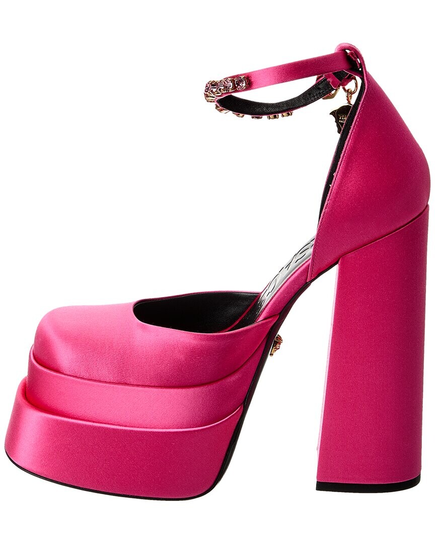 Versace Атласные туфли на платформе Medusa, розовый — фото 4