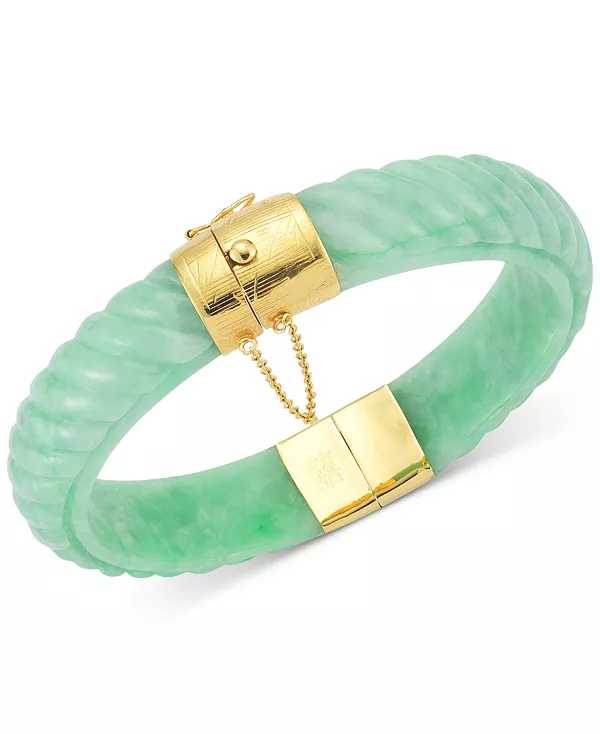 

Браслет из окрашенного нефрита из 14-каратного золота на стерлинговом серебре зеленого, красного или черного цвета Macy'S, green