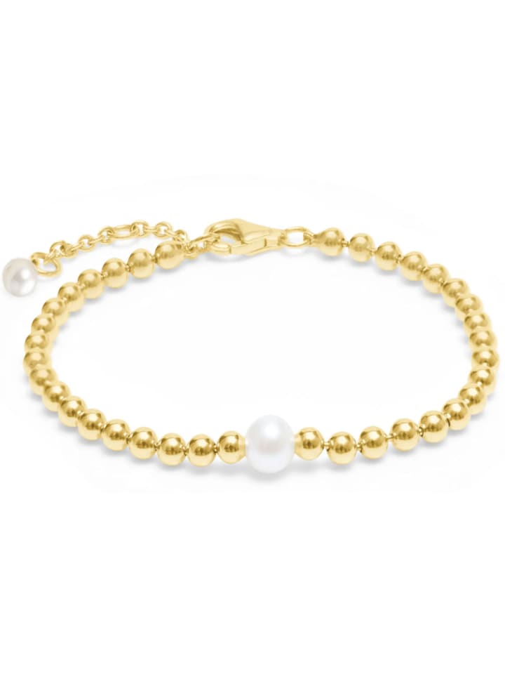 

Himmelsflüsterer Браслет из нержавеющей стали с жемчужиной, цвет: золотой