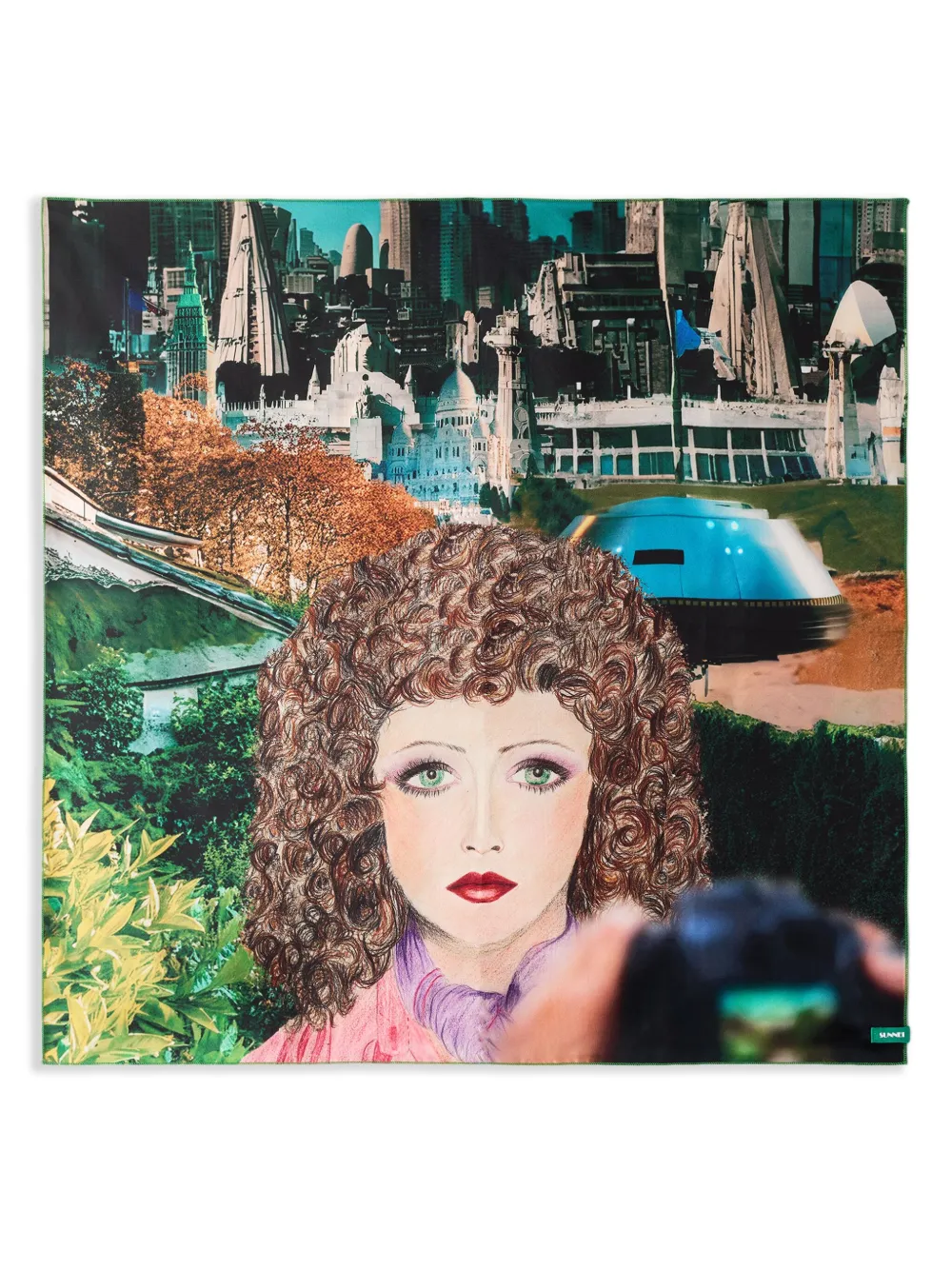 

Шарф Véronique с принтом Sunnei, зеленый