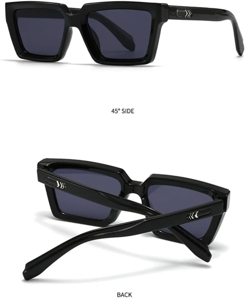 

Модные квадратные солнцезащитные очки для женщин, винтажные градиентные очки с защитой от УФ-излучения UV400, модные очки для мужчин с заклепками UATXTAU, Grey Grey