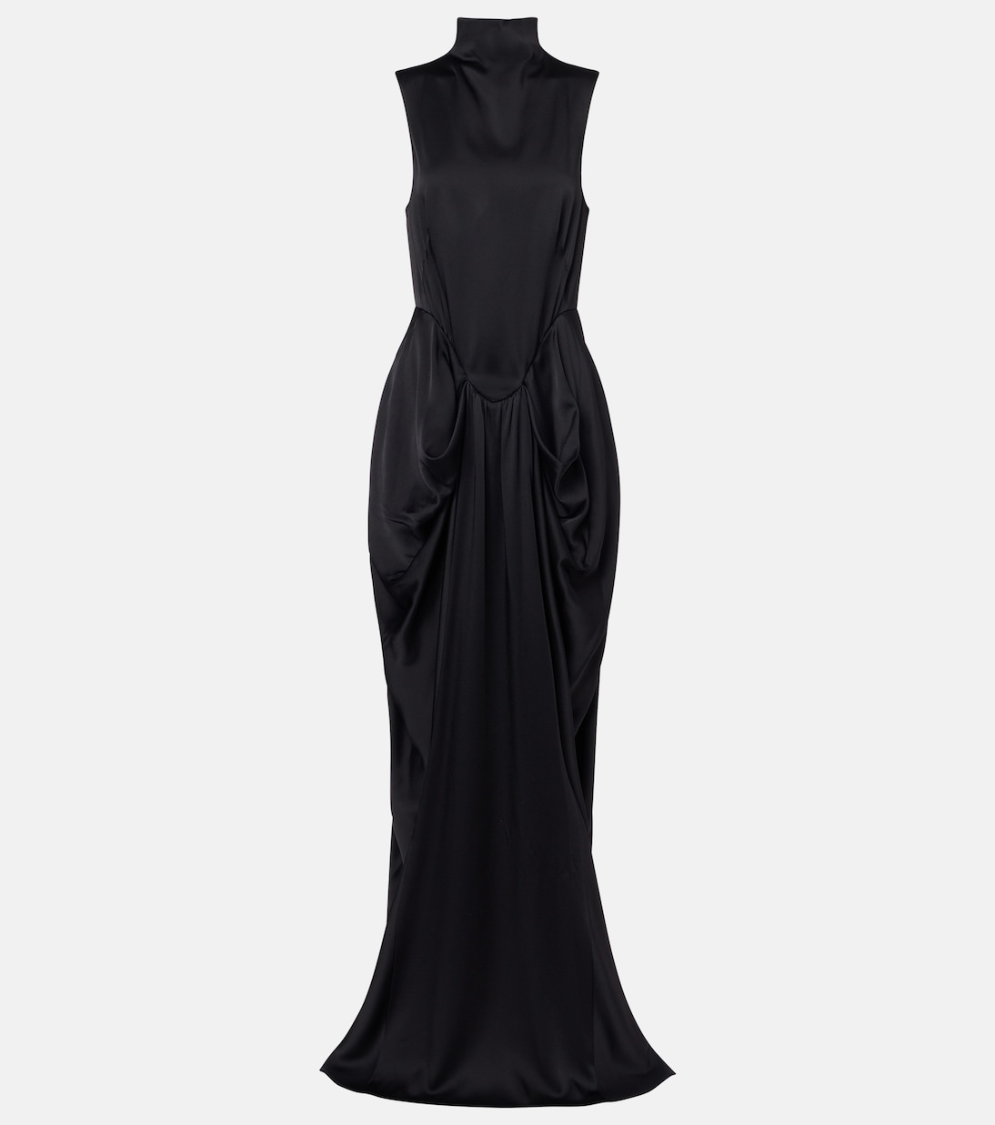 

Драпированное атласное платье Stella McCartney, черный