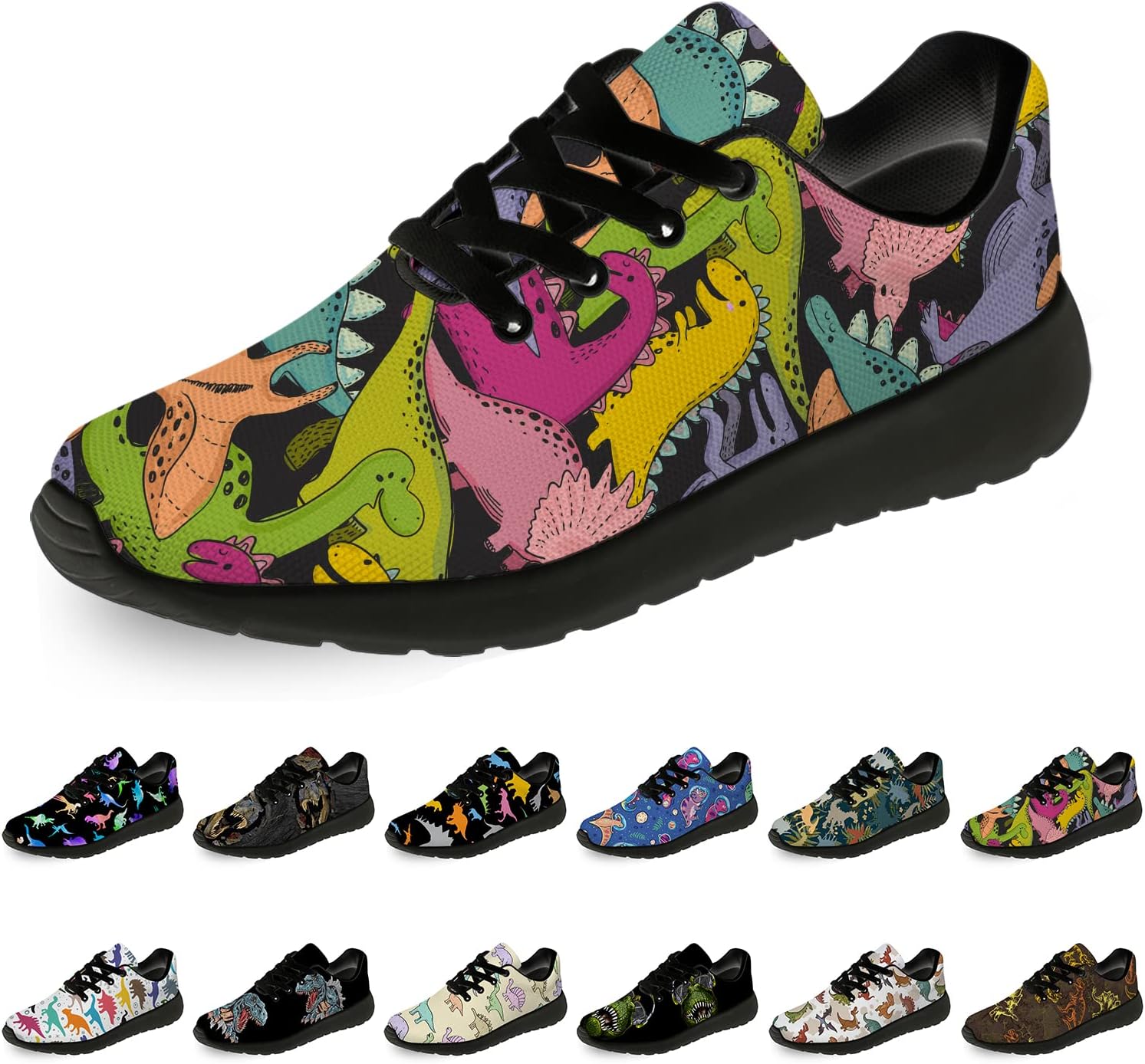 

Кроссовки Horethy Dinosaur для женщин и мужчин, для бега, ходьбы, тенниса, подарок для мальчиков и девочек, 9234colorful