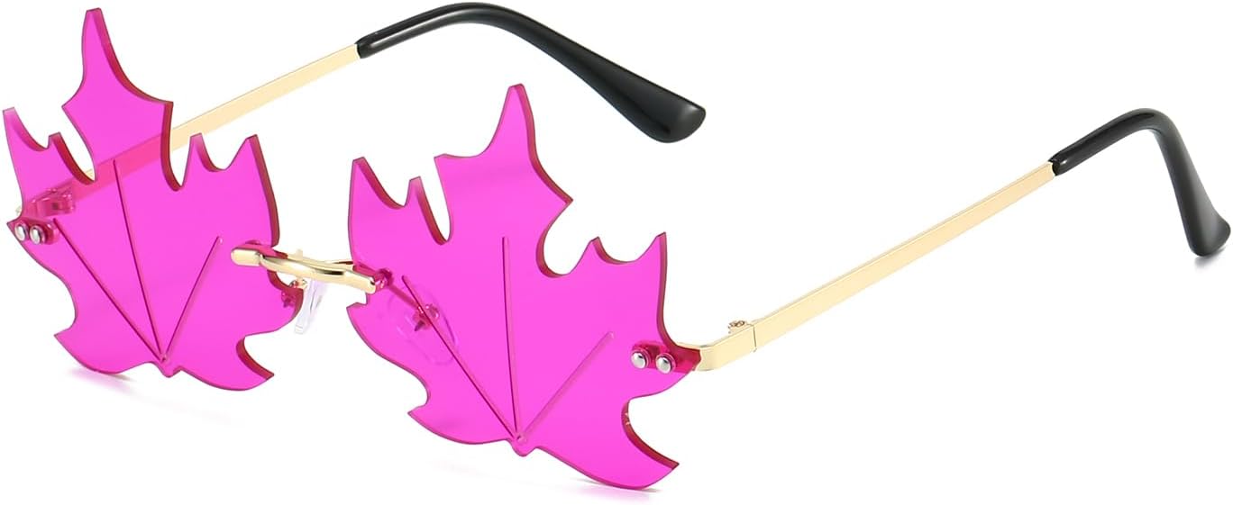 

Модные солнцезащитные очки в форме кленового листа, винтажные, без оправы, с нестандартной металлической рамкой, декоративные очки унисекс для вечеринки или Рождества GNOLONG, Purple