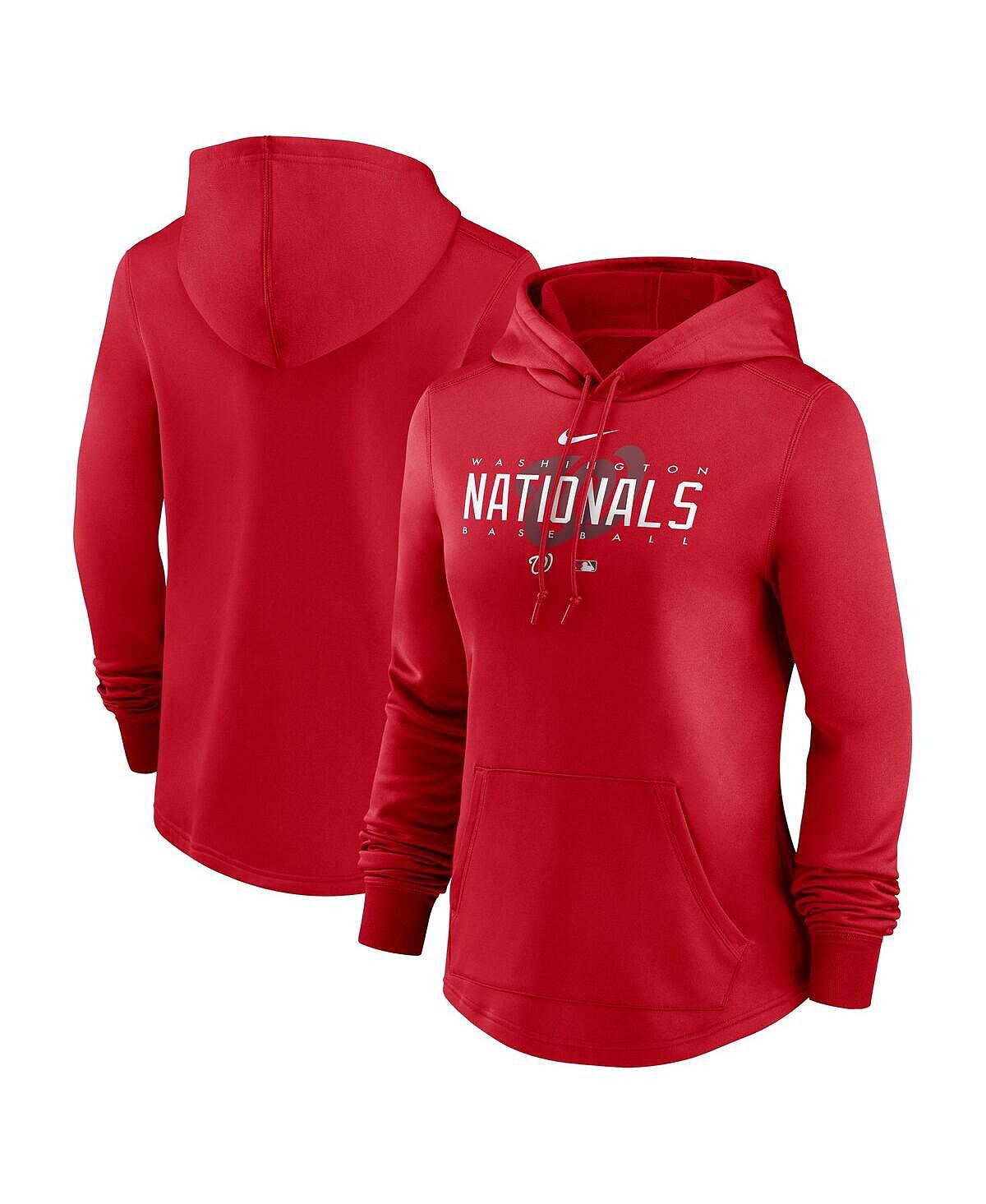 Женский красный пуловер с капюшоном Washington Nationals Authentic Collection Pregame Performance Nike, красный — фото 4