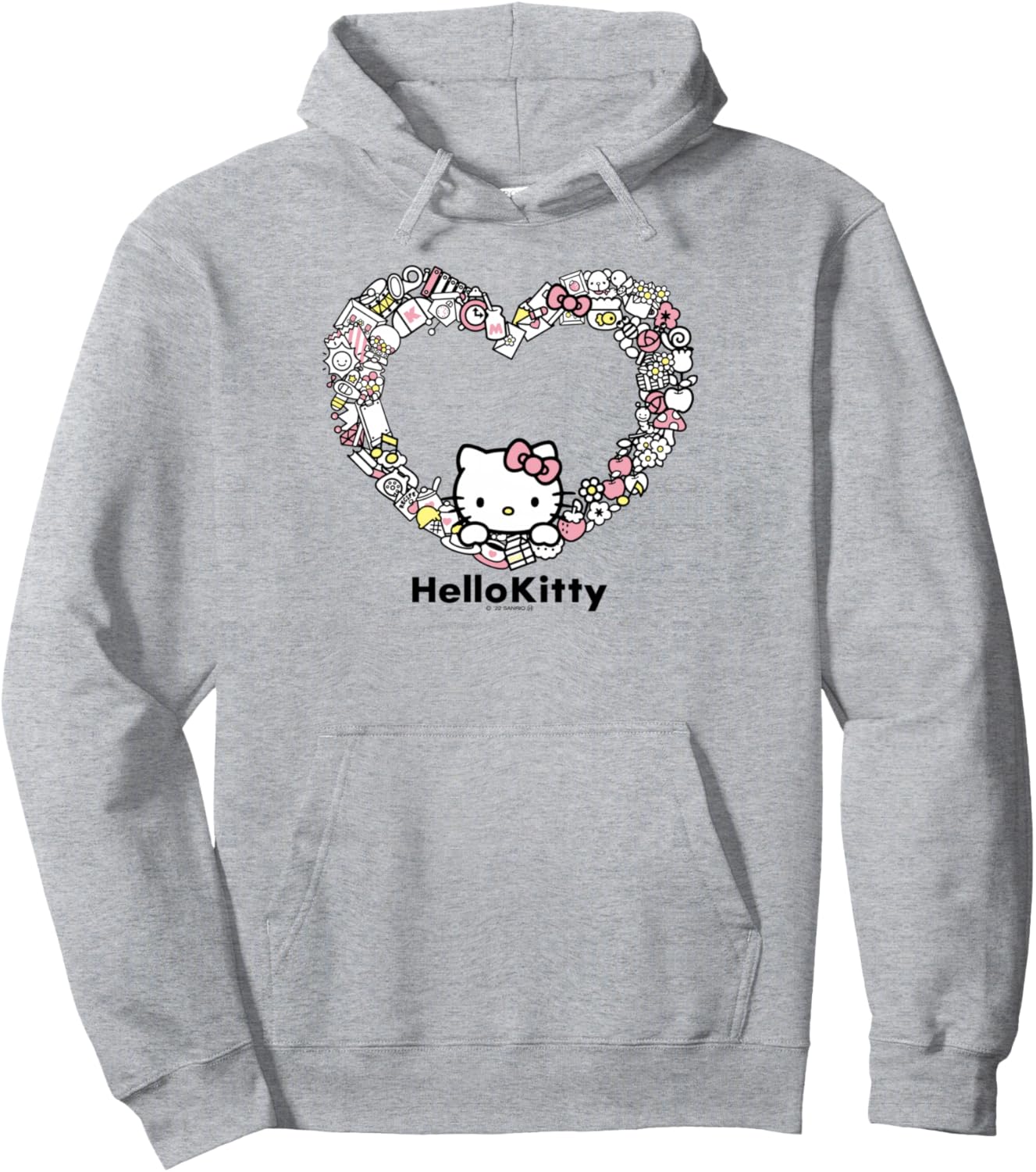 

Худи Hello Kitty с дизайном в виде сердечек (США), серое (серо-меланжевое), размер S Us Sanrio Design