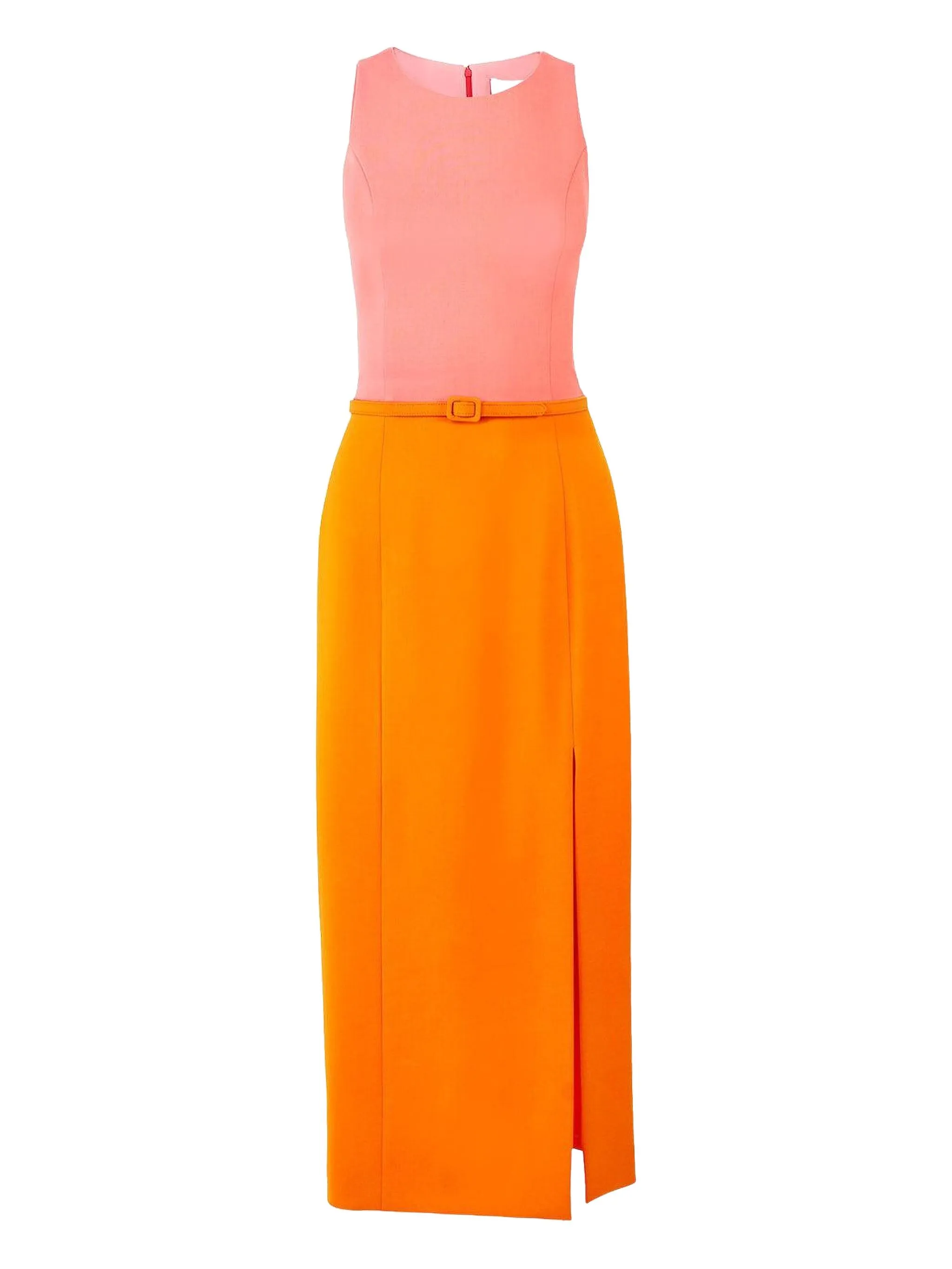 

Платье миди с круглым вырезом и поясом Carolina Herrera, оранжевый