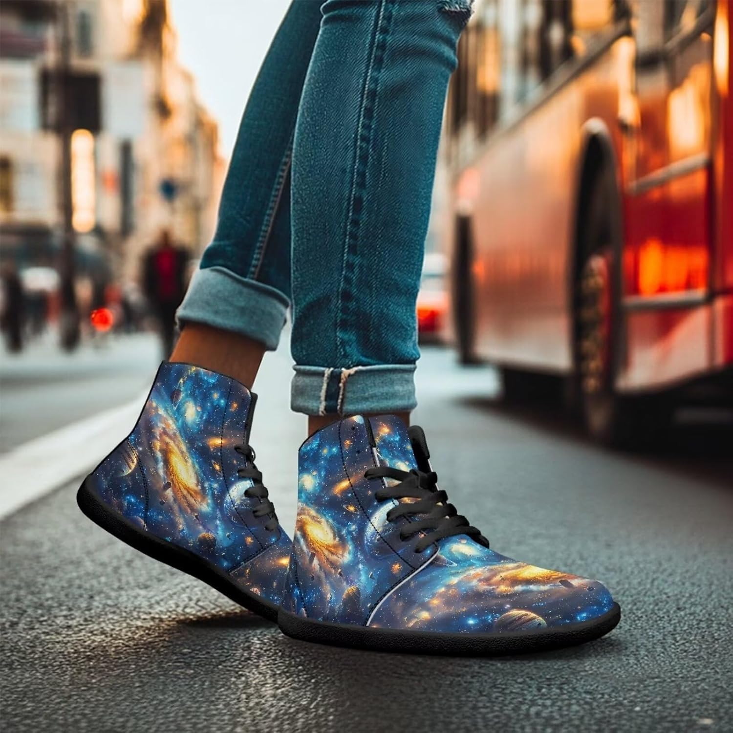 Мужские сандалии Jeiento Galaxy Barefoot с минималистичным дизайном, широкой носочной частью, ботильонами на щиколотку, из искусственной кожи, для ходьбы, повседневная обувь, Universe Space — фото 4