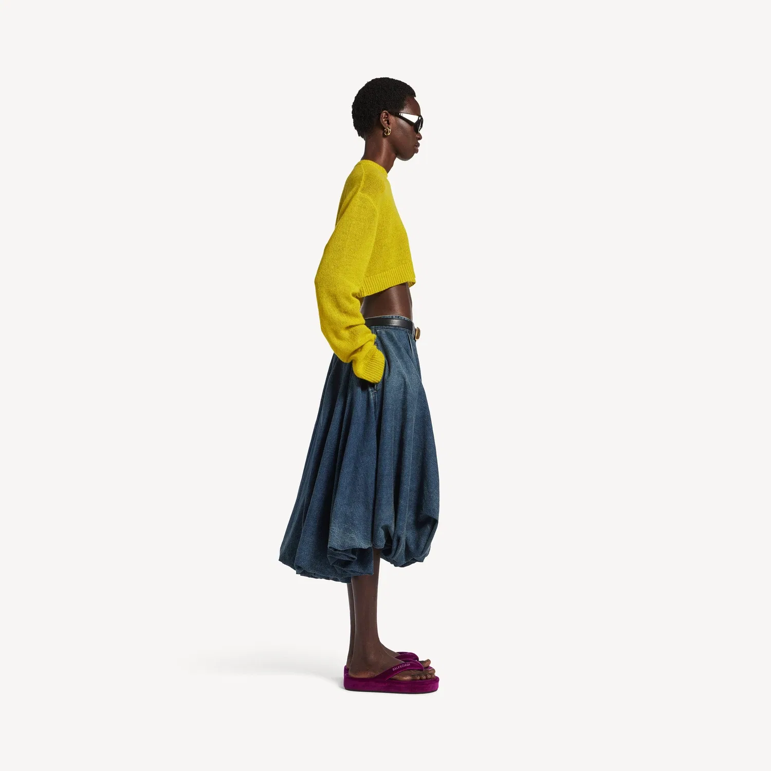 Женские шорты Balloon в оттенке «грязной винтажной» синевы BALENCIAGA, синий — фото 3