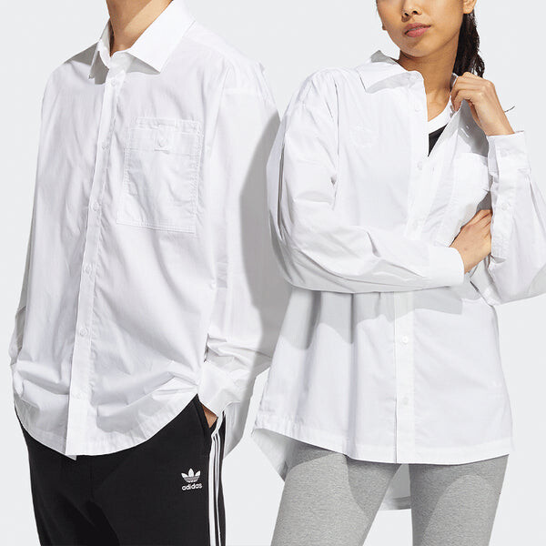 Рубашка adidas originals Solid Color single breasted Long Sleeves Shirt Couple Style White, мультиколор — фото 2