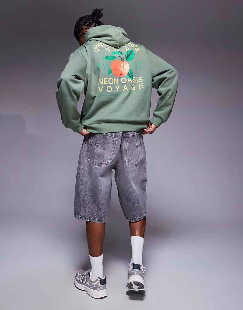 

Толстовка оверсайз ASOS DESIGN с оранжевым принтом на спине цвета хаки