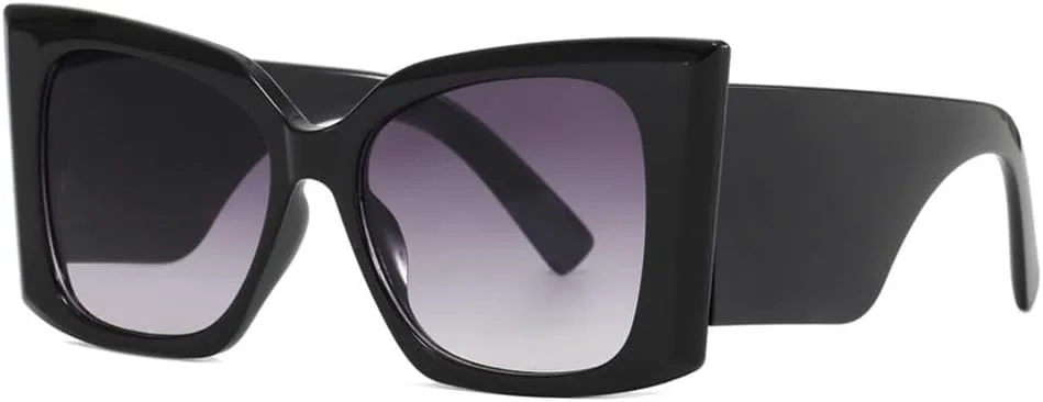 

Женские солнцезащитные очки в форме «кошачий глаз» с широкими дужками, мужские солнцезащитные очки в винтажном ретро стиле для женщин HYYZZC, Black Gradient Gray