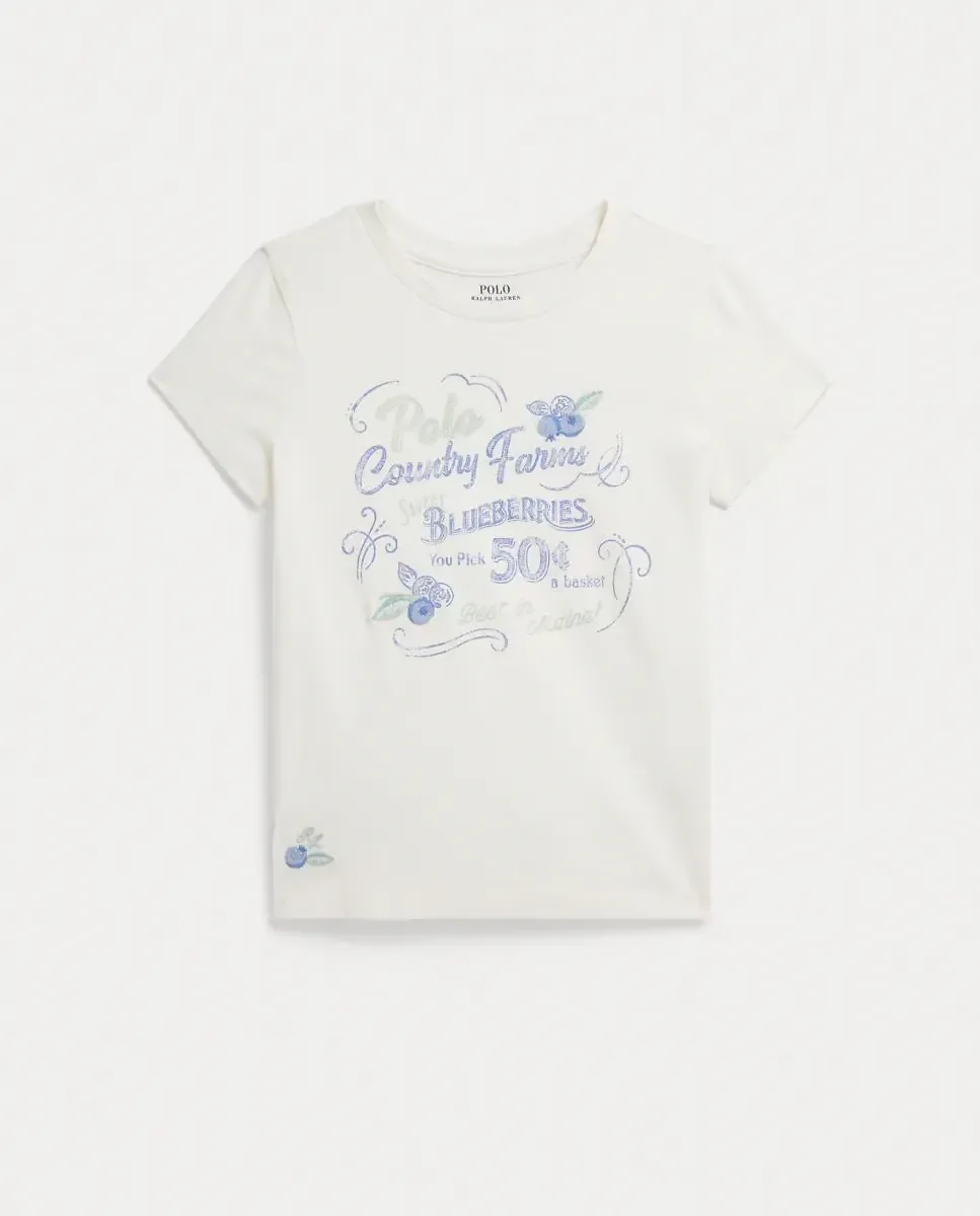 Детская футболка из хлопкового трикотажа Polo Ralph Lauren, Blanco Roto