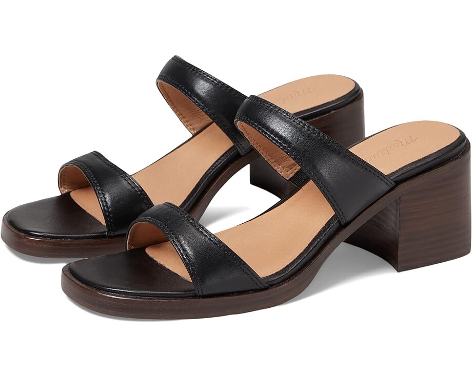

Туфли Madewell The Saige Double-Strap Sandal in Leather, реальный черный