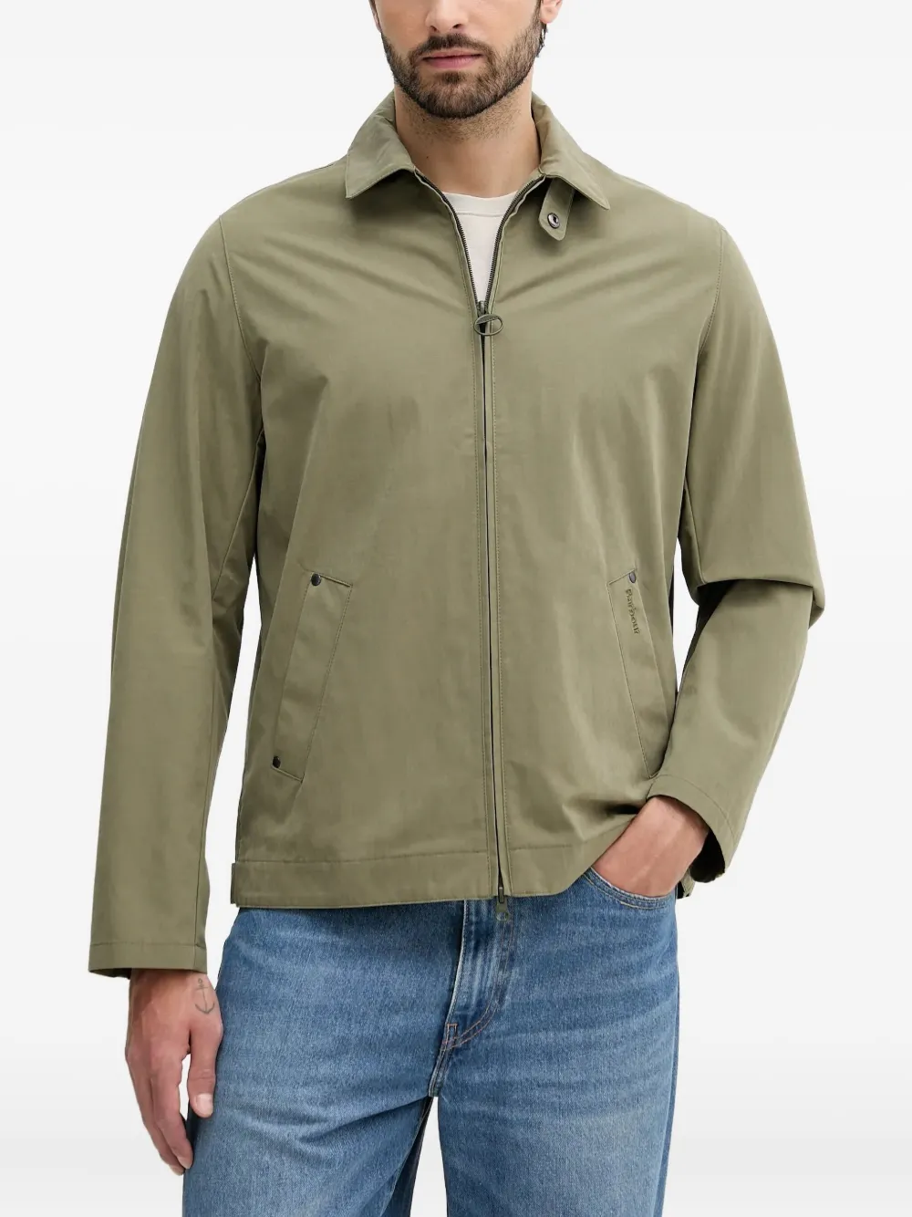 

Куртка с застежкой на молнию и накладными карманами Barbour, зеленый