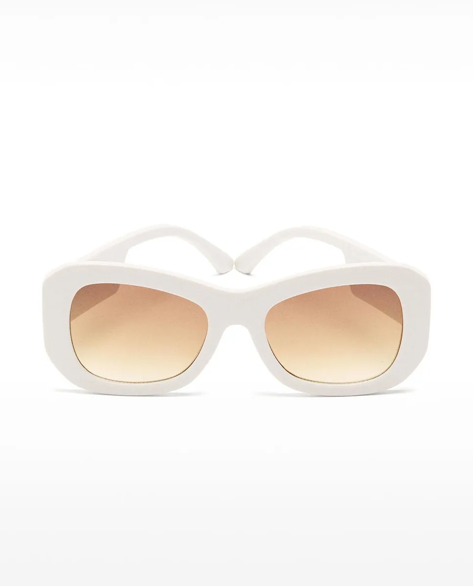 

Женские солнечные очки с UV-защитой и квадратной формой, однотонные Parfois, светло-бежевый