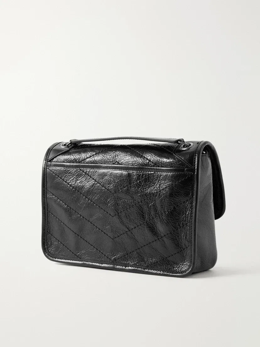 Сумка на плечо Niki Baby из стеганой мятой кожи SAINT LAURENT, черный — фото 4