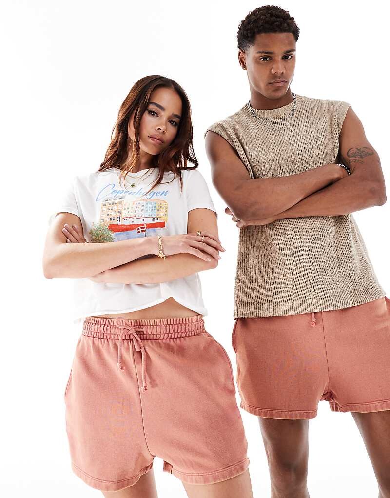 

ASOS DESIGN – Короткие приталенные шорты унисекс розового цвета