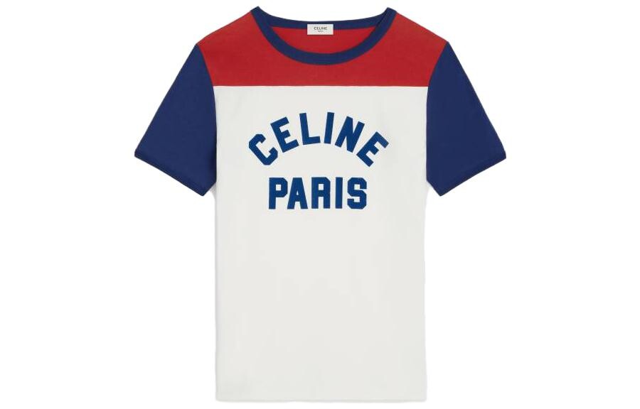 

Футболка женская Celine, белый / красный / синий