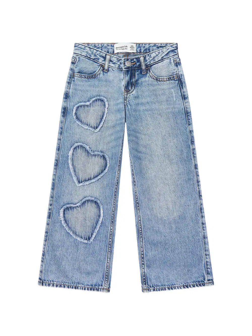 Свободные джинсы с сердечками Abercrombie Fitch Kids, синий