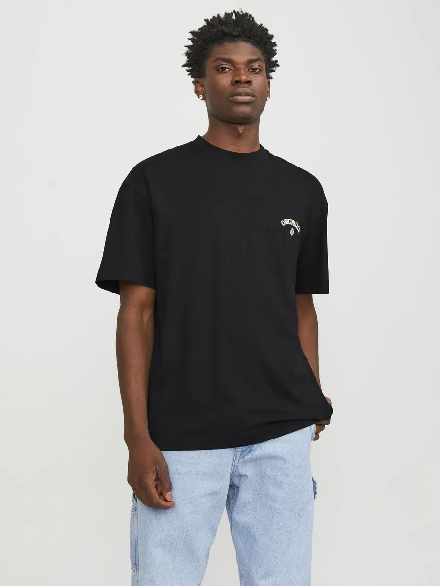 

Рубашка оверсайз Jack & Jones "JORSANTORINI BACK TEE SS CREW NECK SN", черный