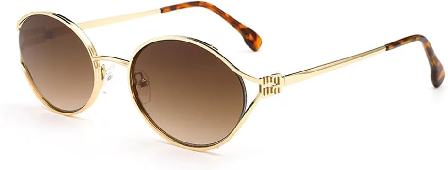 

Ретро-солнцезащитные очки в металлической оправе овальной формы для женщин и мужчин, для вождения, с маленькими солнцезащитными линзами UV400 generic, Gold Sun