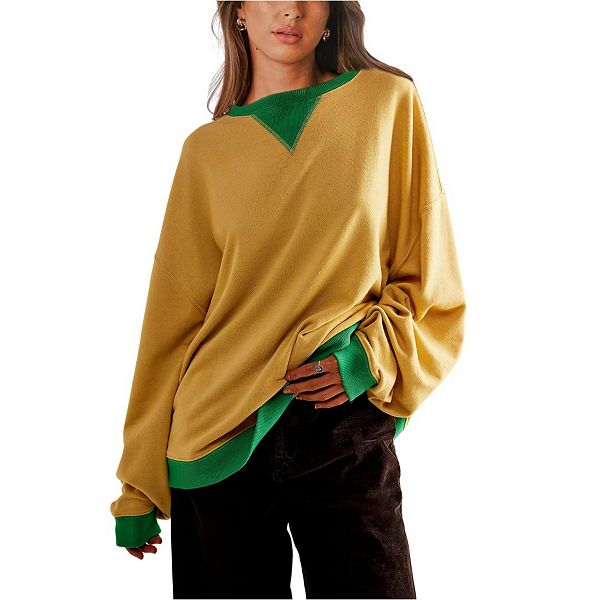 

Женский оверсайз свитшот с длинным рукавом и цветными блоками Yesfashion, Yellow, Серый, Женский оверсайз свитшот с длинным рукавом и цветными блоками Yesfashion, Yellow