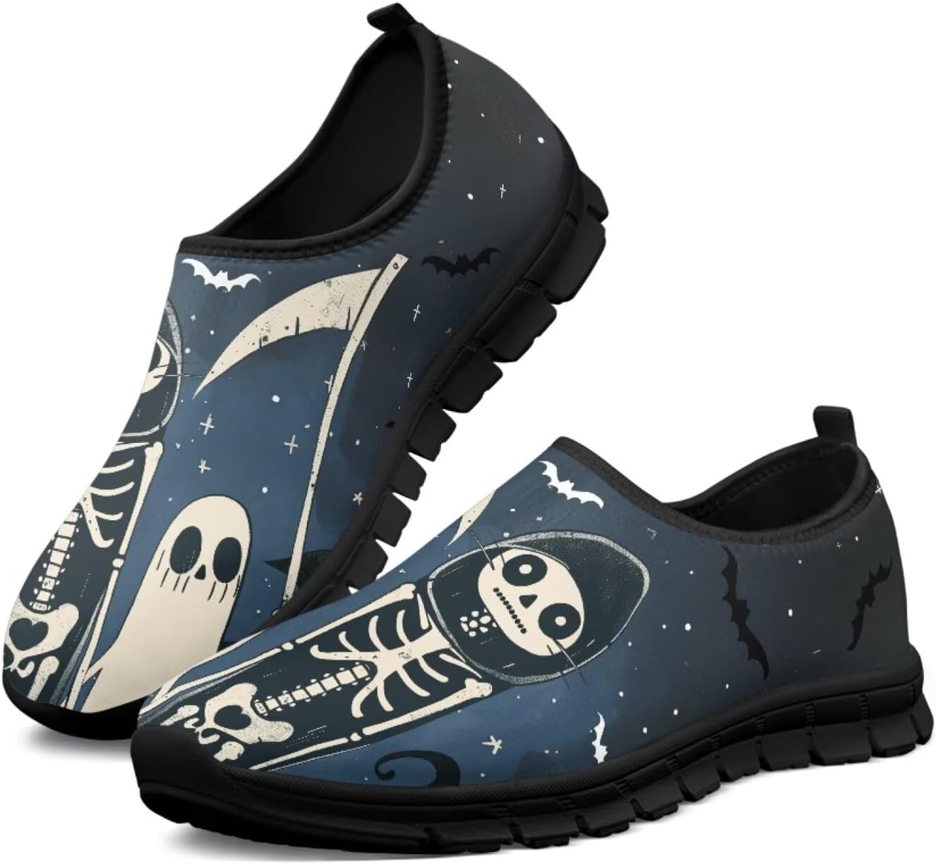 

Мужские слипоны Twousenru, удобные повседневные лоферы, широкие, с нескользящей подошвой, обувь для работы, домашние тапочки, легкие кроссовки для улицы, Cartoon Skeleton