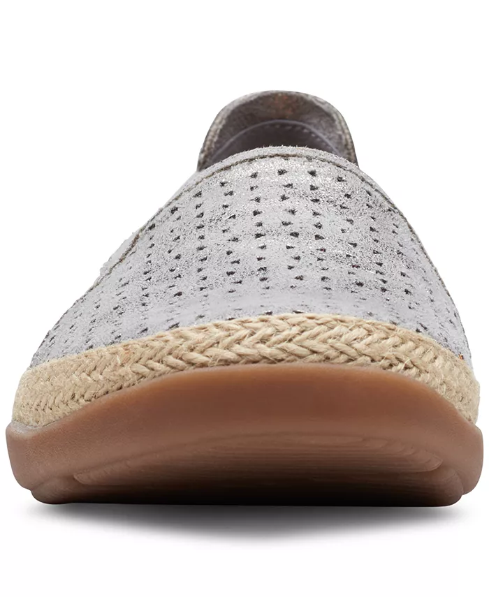 Слипоны-эспадрильи из кожи на плоской подошве Clarks, серебряный — фото 3