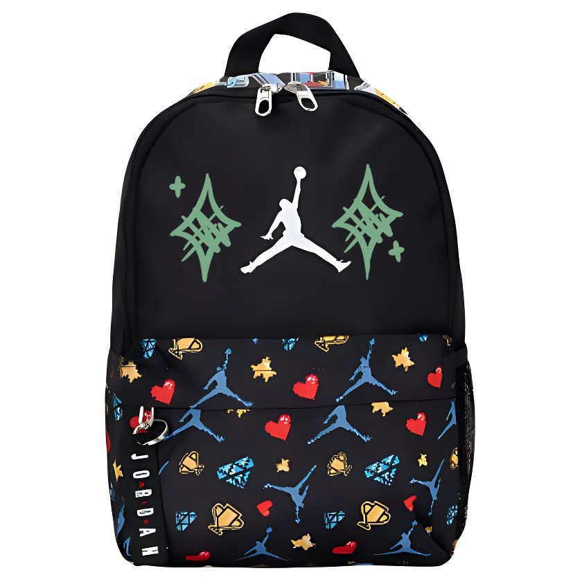 

Jordan Полиэстеровый рюкзак унисекс черный и разноцветный, Green Stars