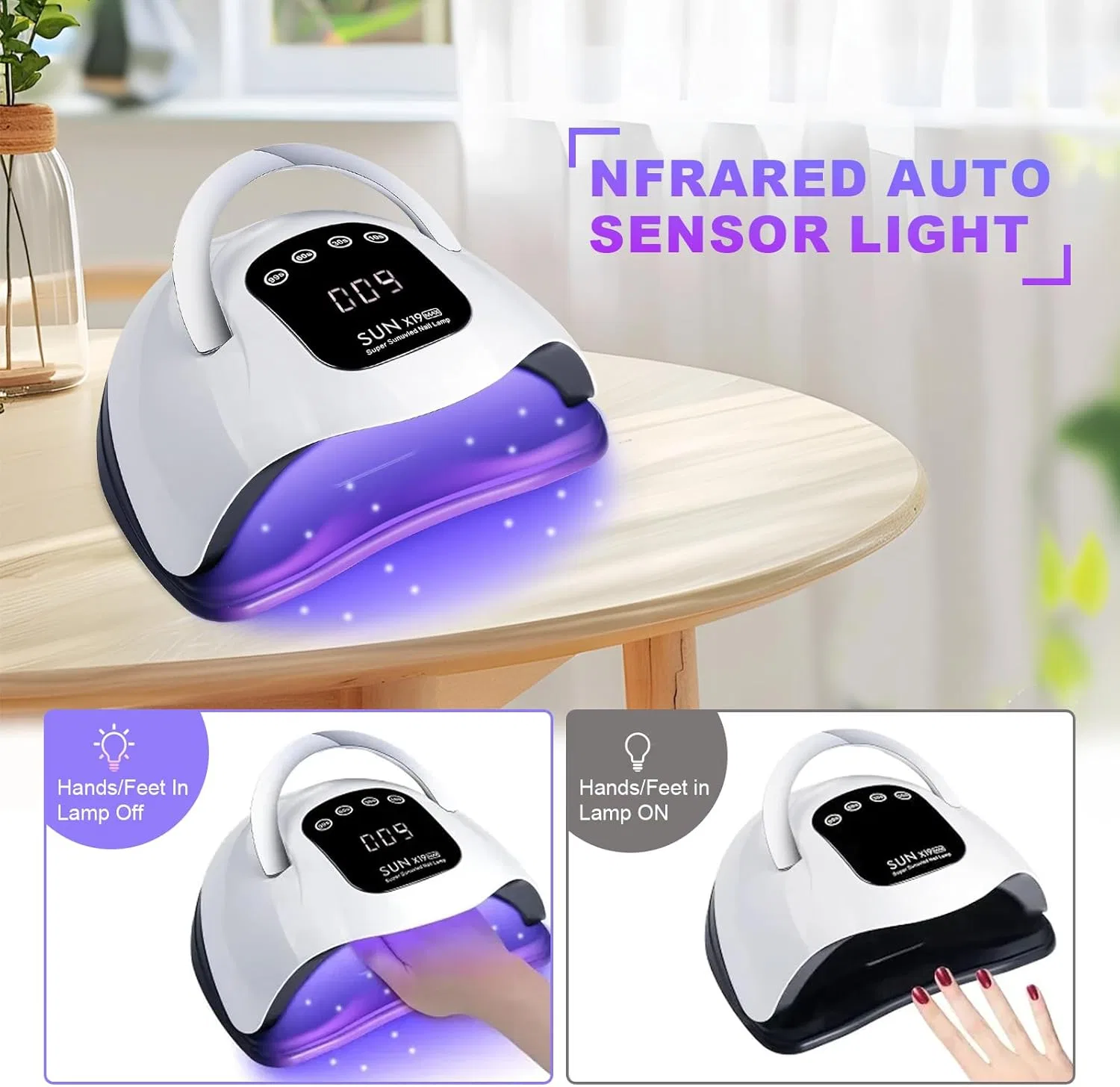 УФ LED лампа для сушки гель-лака 320 Вт с 72 светодиодами Beenle — фото 2