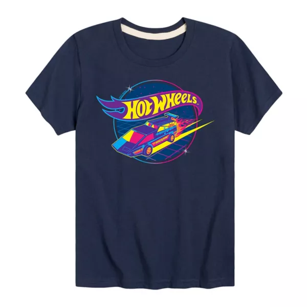 

Футболка с неоновым принтом гонщика для мальчиков 8-20 лет Hot Wheels, синий