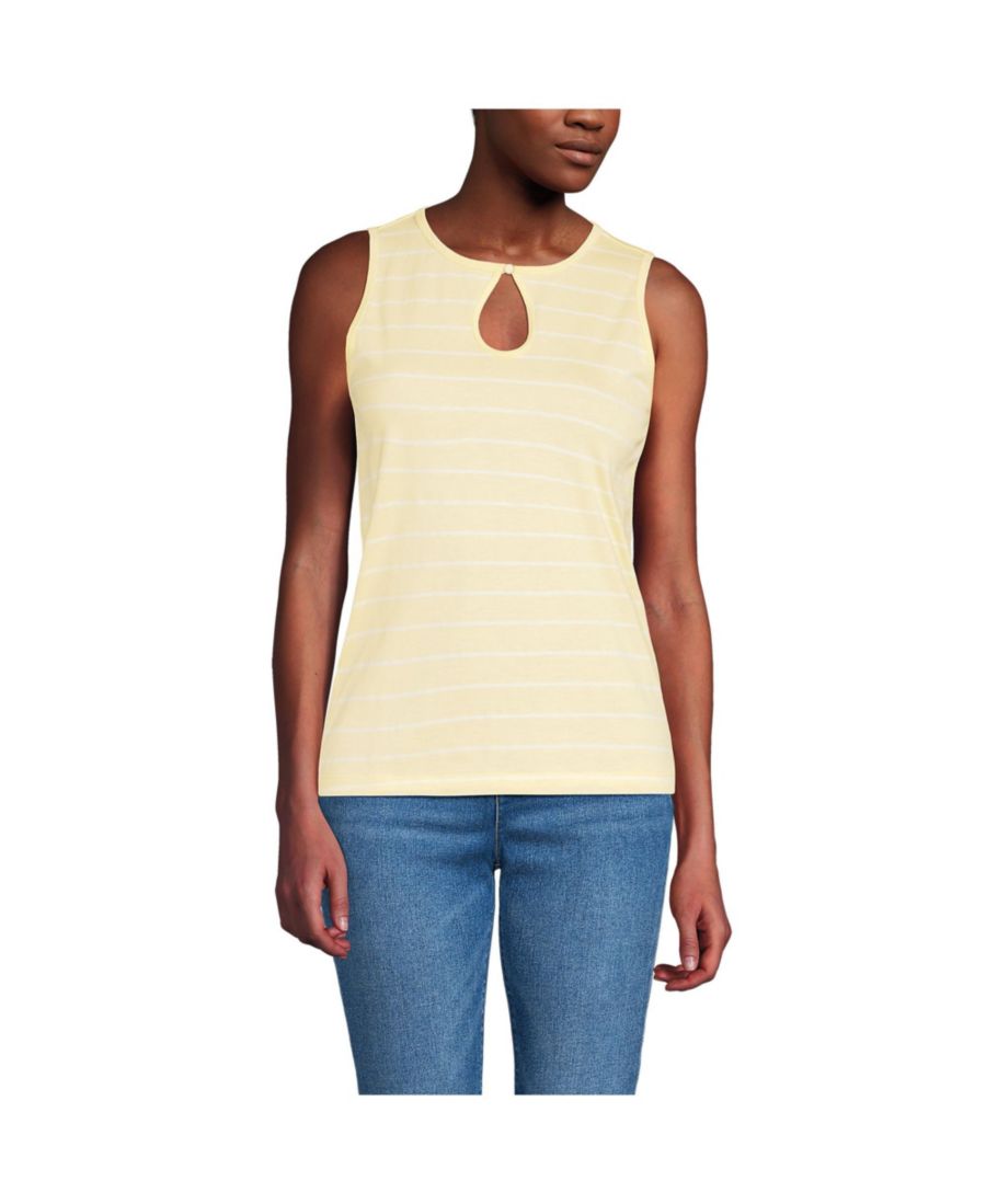 

Женская майка Supima Keyhole Tank Lands' End, Pale yellow/ivory stripe