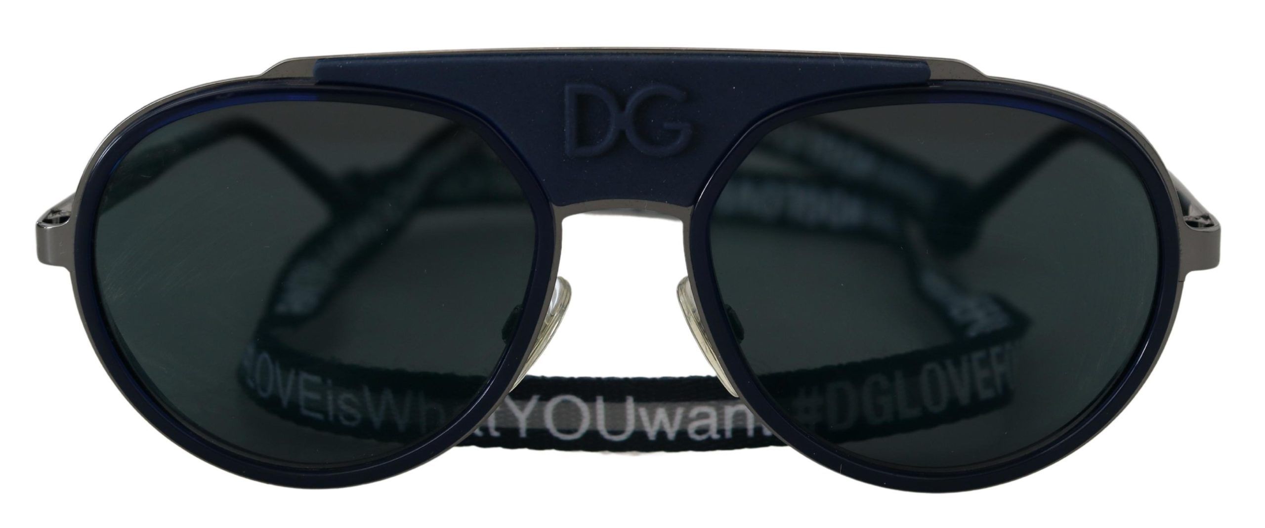 

Элегантные солнцезащитные очки унисекс из синего металла Dolce & Gabbana