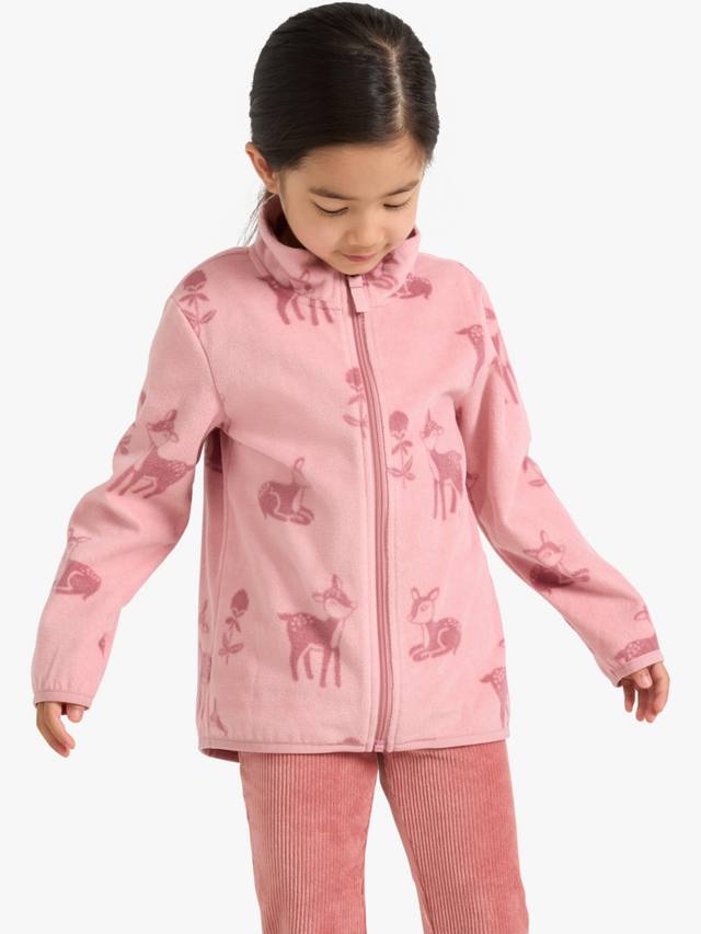 

Детская флисовая кофта с молнией и принтом цветов и оленей Lindex, Dusty Pink