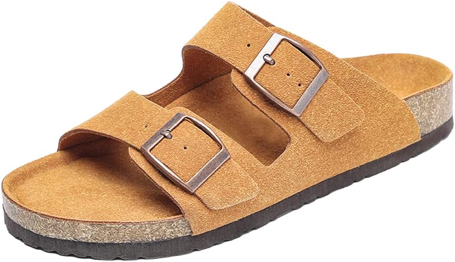 

Мужские сандалии YONGJIA с поддержкой свода стопы, шлепанцы с регулируемыми ремнями и пробковой стелькой, желтый